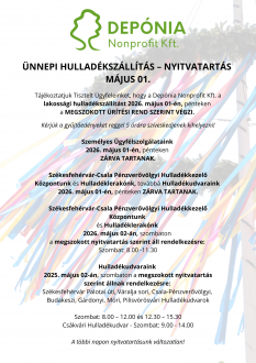 Nem változik a hulladékszállítás rendje május 1-jén Székesfehérváron